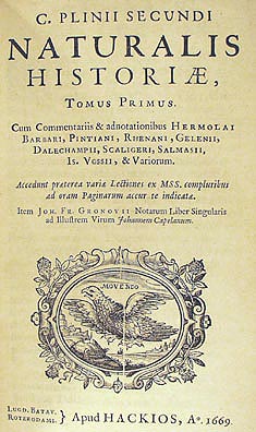 Page from Pliny the Elder Historia Naturalis showing early references to boletus mushrooms